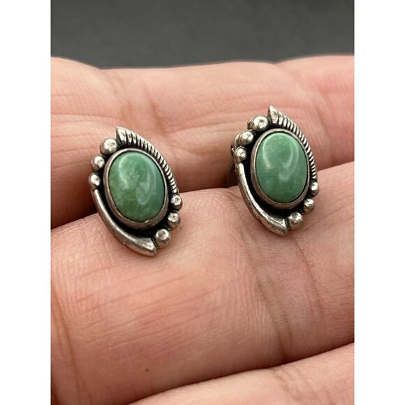 vintage Native American Sterling Silver Turquoise Earrings - Picture 1 of 9